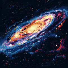 StellarPixel Galaxy A Celestial Journey in 16Bit