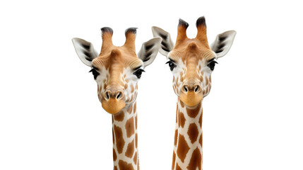 Obraz premium giraffes solitary against a stark white background