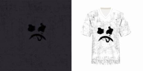 Emoji face drawing, grunge retro good vibes typography. Vector illustration design for fashion graphics, t shirt prints.