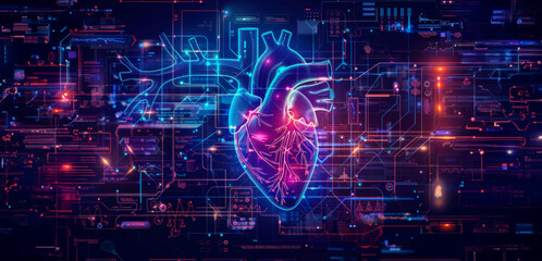 Fototapeta premium A heart is shown in a digital image with a lot of lights