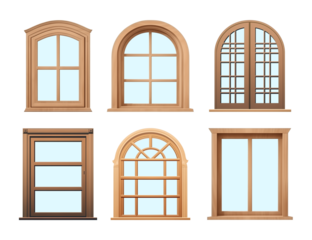 Window Set Isolated on Transparent Background

