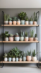 Plants in Pots on Shelf