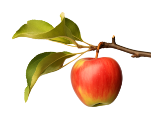 Apple on Branch Isolated on Transparent Background

