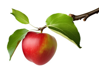 Apple on Branch Isolated on Transparent Background
