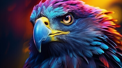 Vivid Blue Eagle Portrait Against Warm Backdrop