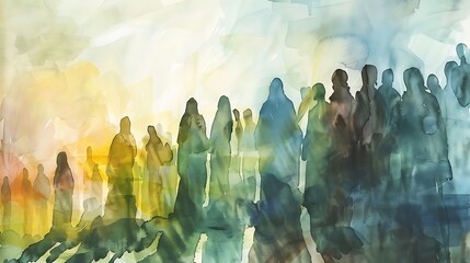 Biblical Watercolor Art: The Twelve Chosen Disciples Depicted in Christian Religious Illustration