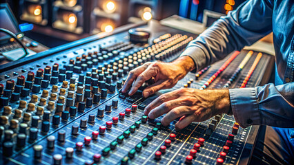 Sound Engineer Mixing Music with Professional Audio Equipment