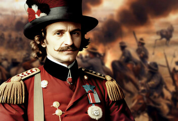 George Armstrong Custer was a famous US military man,United States Army officer - obrazy, fototapety, plakaty