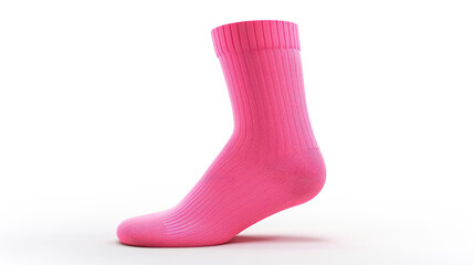 Obraz na płótnie Canvas A single pink sock against a stark white background