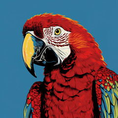 Macaw parrot art on a clean background. Bird. Animals. Illustration, Generative AI.