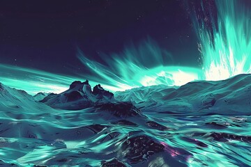 majestic aurora borealis over icelandic landscape generative ai illustration