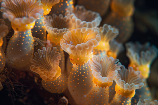Close up of colony of tiny tunicates