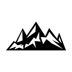 Mountain icon silhouette vector symbol of rock hills design element in a glyph pictogram illustration
