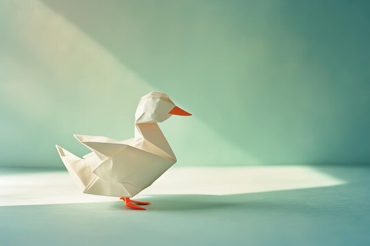 an origami duck made of handmade paper