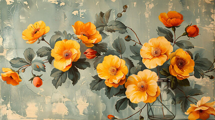 Floral 60s wallpaper