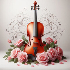 Fototapeta premium violin and rose