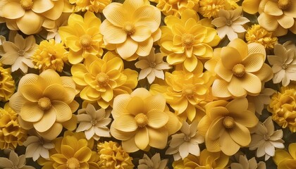 
4. "Yellow Serenade: Nature's Wall of Vibran,blossom, plant, petal, isolated, spring, beauty, bloom, 