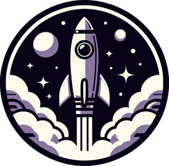 Vector illustration of vintage space rocket