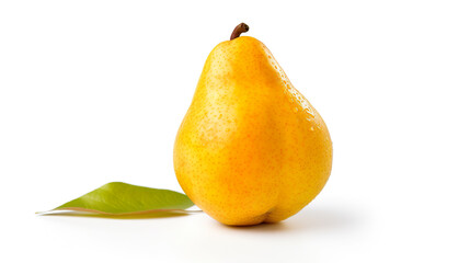 An isolated ripe and lovely pear against a blank white background