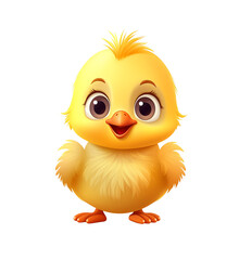 Adorable cartoon chick with big expressive eyes and a fluffy yellow body, designed in a vibrant, child-friendly style. Generative AI
