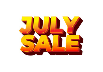 Naklejka na ściany i meble July sale. Text effect in 3 dimension style and eye catching colors