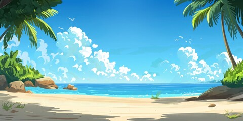 Fototapeta na wymiar Illustration of summer beach cartoon background.