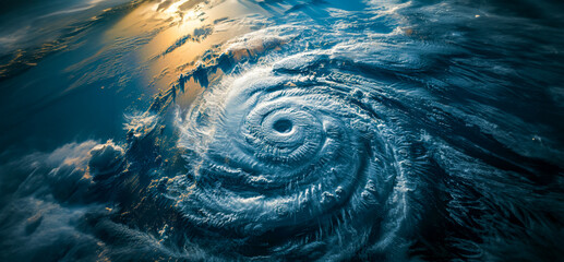 Aerial view of a powerful ocean whirlpool