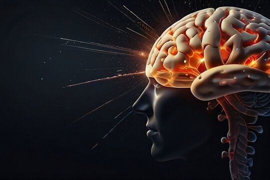 A human brain in concept art that is bursting with knowledge and creativity. Generative Ai studio 