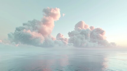 A dreamlike composition with soft pastels and wispy cloud formations, creating a calming and ethereal atmosphere, suitable for a meditation app promo.  