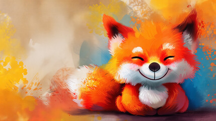 Fototapeta premium Digital art - Painting of a cute fox