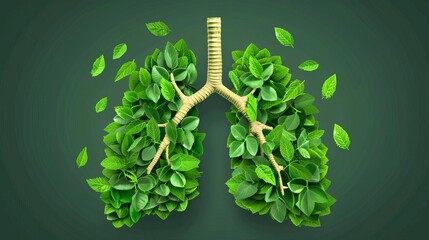world no tobacco day concept lungs with fresh green leaves health care illustration