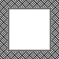 Vector square frame with copy space. Abstract vector black and white classic geometric texture.