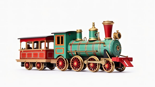 toy train set apart against a stark white background