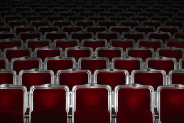 Obraz premium Row of red seats in theatre