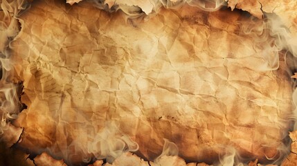 Aged Parchment Like Background with Fiery Bubble Effects and Faint Text Fragments