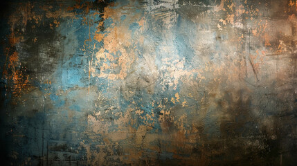 A wall with a blue and brown background