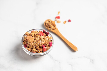 homemade granola, healthy breakfast, Homemade whole grain musli with berries