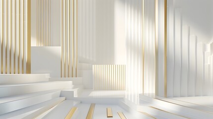 Golden Geometric Shapes Adorn Sophisticated Modern Interior Background Design for Luxury Branding and Advertising Photography