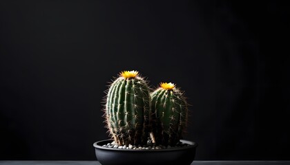 Green cactus in a minimalist background