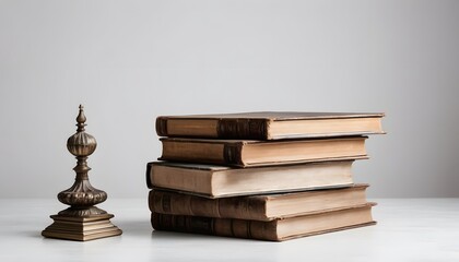 Stack of old books in a white background