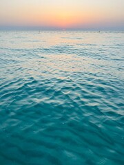 Orange sea sunset, orange sea horizon, sunshine, evening warm light