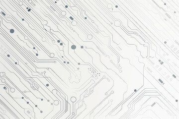A minimalist background design featuring interconnected circuits and pathways arranged in a geometric pattern, reminiscent of electronic circuit boards or microchips. The clean lines and muted colors,
