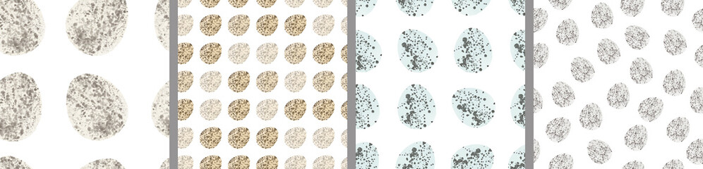 Watercolor set of seamless patterns. Collection of hand drawn pastel Easter eggs