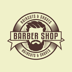 Fototapeta premium Barbershop Logo emblem sticker Vintage style isolated on background vector illustration