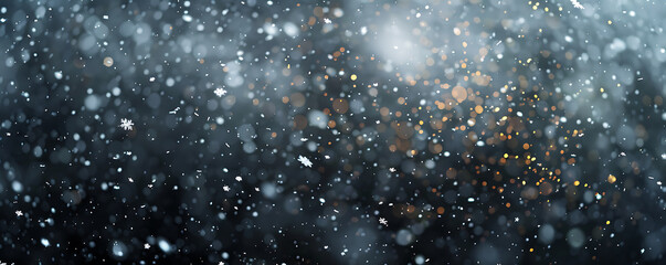 White Snow Falling down with a Black Background