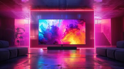 Colossal Televisions NeonLit Display Radiates Technological Wonder and UrbanInspired Style