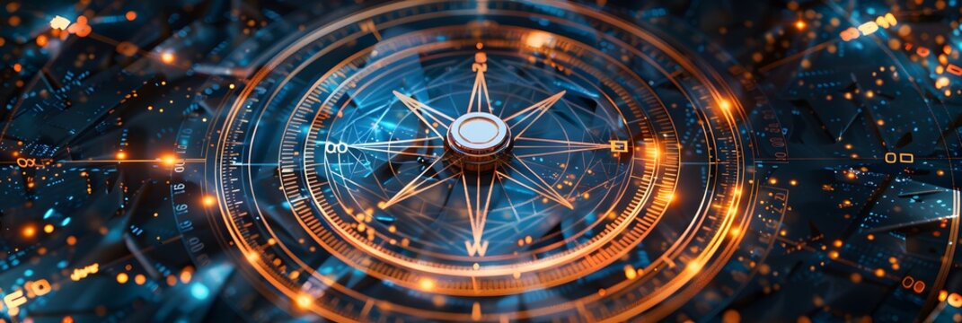 The digital compass: A strategic explorer for businesses, Vision crisis, Mission path, Agency creative, Digital strategy, Market decision, Achievement strategy, Financial stock, Company vision
