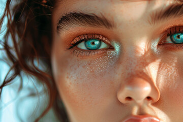 Fototapeta premium Model with chic eye makeup and beautiful eye shadow. Generative AI