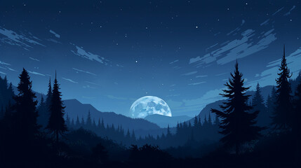 landscape with moon