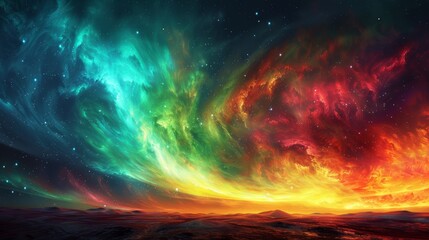 Aurora: A mesmerizing photo of the aurora borealis illuminating the Arctic night with vibrant shades of green, red, and purple